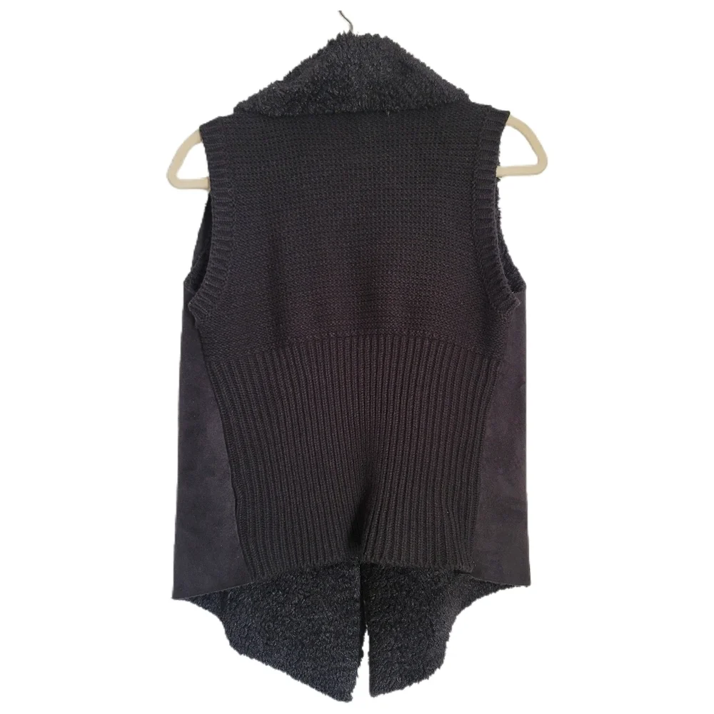 Chelsea & Theodore Vest M Medium Black Faux Fur Faux Suede